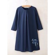 【即納】花刺繍9分袖チュニックエプロン