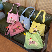 トートバッグ　韓国ファッション　春夏　デザイン　大容量　サコッシュ　チェック柄 引き紐開閉