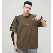 メンズ アメカジ風 ハーフジップTシャツ トレンド半袖トップス ヴィンテージ風ストリート★全2色