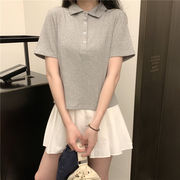 2025春夏レディース服 カジュアル系 無地 ポロシャツ Ｔシャツ トップス インナーシャツ 3色展開[M~XL]