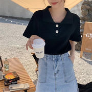 2025春夏レディース服 カジュアル系 無地 ポロシャツ Ｔシャツ トップス インナーシャツ 6色展開[M~XL]