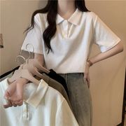 2025春夏レディース服 カジュアル系 無地 ポロシャツ Ｔシャツ トップス インナーシャツ 4色展開[S~XL]