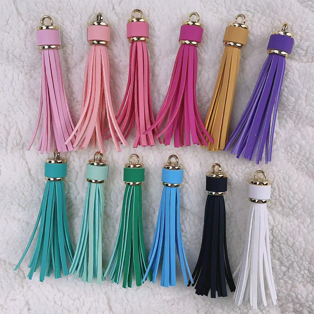 かわいいチャーム タッセル フリンジ アクセサリーパーツ レザー ストラップ バッグチャーム ロング