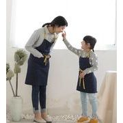 コットンとリネンのプリントキッチンエプロン親子子供用ベーキングビブ   エプロン  防汚   前掛け
