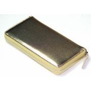 MOMO　ソフトな肌触りの良い　シープスキン（羊革）　男女兼用　ラウンドロングウォレット　E-031　金