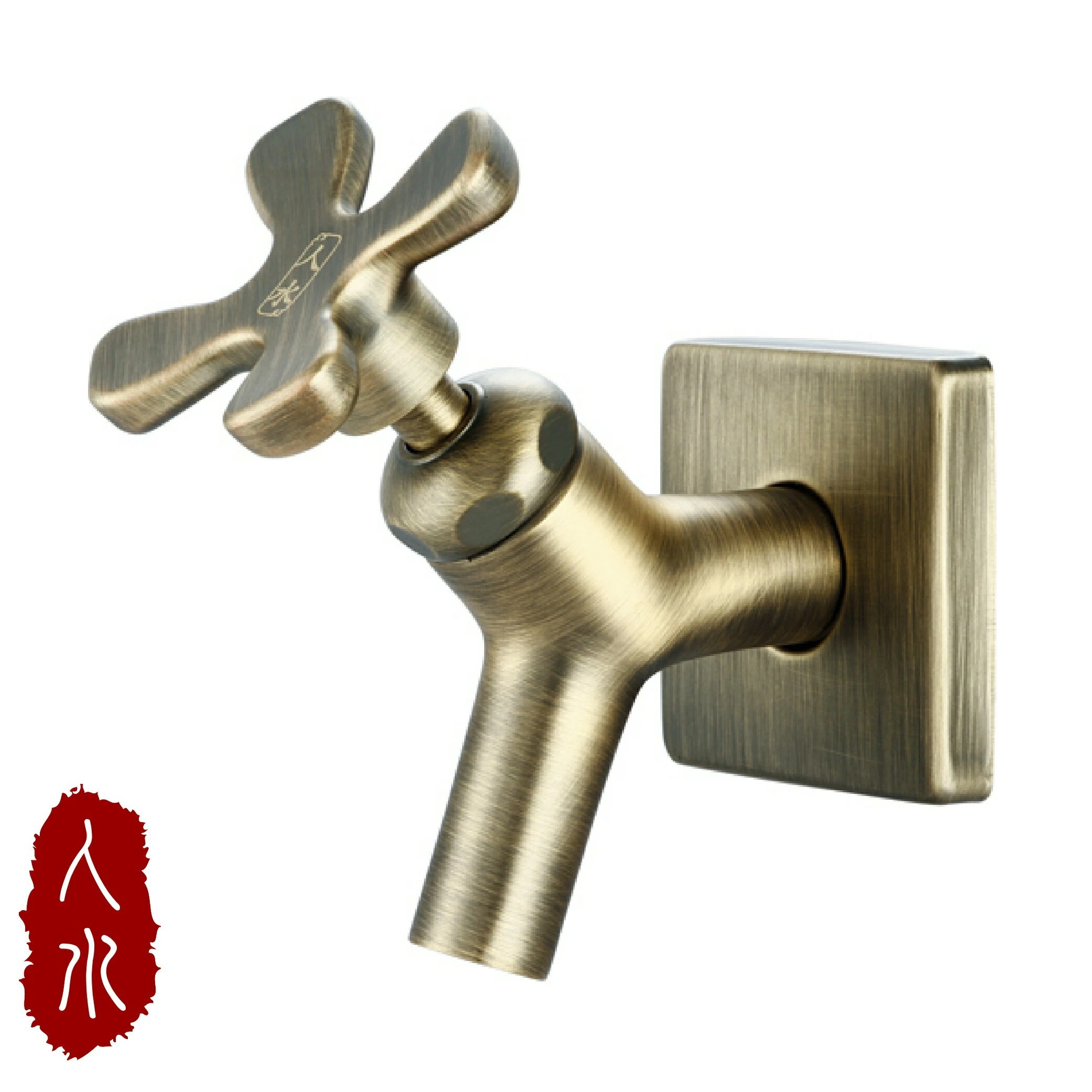 花バラ形の室外専用水栓 ゴールド【送料無料】【在庫あり】【直送可】