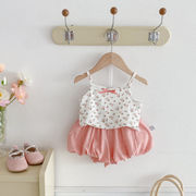 ベビー服　73~100cm　ベビーキャミソール＋パンツ　フラワー　上下セット　韓国ベビー服