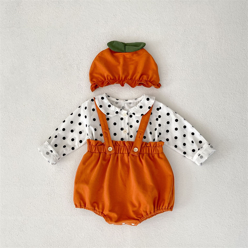 ins 秋新作　ベビー服　ハロウィン　かぼちゃ　ロンパース　ボンネット付き　可愛い　おしゃれ　子供服