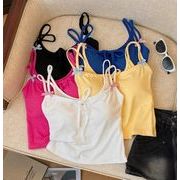 トップス タンクトップ キャミソール クルーネック 細身 スリム タイト