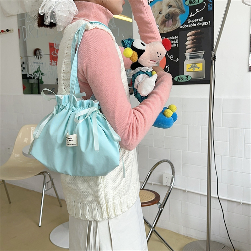 ハンドバッグ、小さな布製バッグ、無地の巾着袋、学生用ポータブルショルダーバッグ