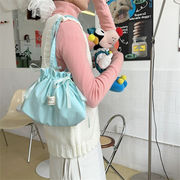 ハンドバッグ、小さな布製バッグ、無地の巾着袋、学生用ポータブルショルダーバッグ