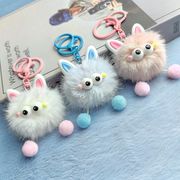 ふわふわぬいぐるみキーホルダー／可愛いカートゥーン／カップル・友達用ギフト／カラフルポンポン