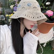 夏レディース麦わら帽子★薄い漁師の帽子★日焼け止め、日よけ帽★ファッションハット★紫外線対策