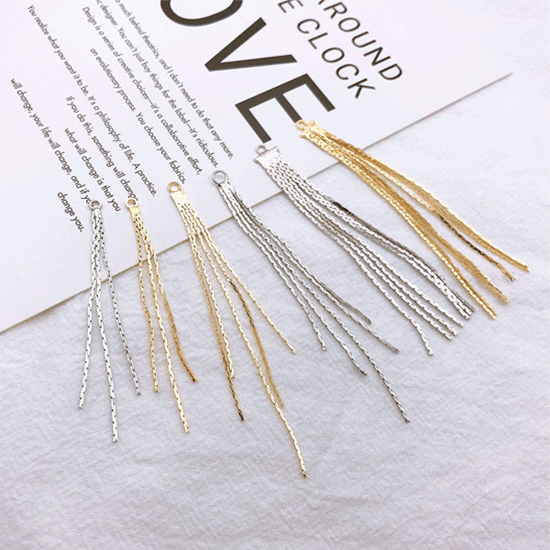 チェーンパーツ 3連 5連 ジルコニア カン付き ピアスパーツ 揺れるピアス ロングピアス 手芸素材 フリンジ