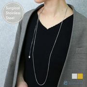 ロングネックレス パール スネークチェーン サージカルステンレス k18コーティング【国内即納】