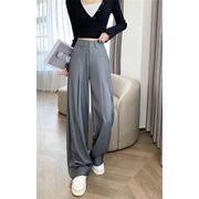 ハイウエスト ストレートパンツ ロング丈 春夏定番 2025