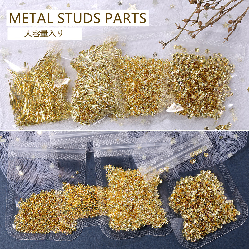メタルスタッズ 極小 ラウンド メタルネイルパーツ 羽 ゴールド シルバー セルフネイル ジェルネイル 夏