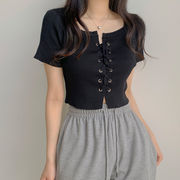 ショート丈 ニットトップス　レディース　INS　韓国ファッション