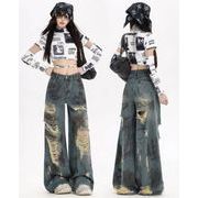 ズボン パンツ デニム ジーンズ ダメージ加工 ワイドパンツ レディースボトムス