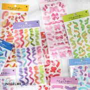 ステッカー 塩系文具 PVCシール貼紙 手帳素材 封口貼 マカロンカラー リボン 幾何学 キラキラ 単枚入