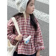 2025秋新作 韓国風子供服 キッズ服 女の子 長袖 トップス チェック柄  シャツ 90cm-150cm