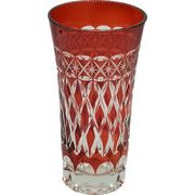 切子ガラス　ビール　グラス　赤・青　日本食品衛生対応