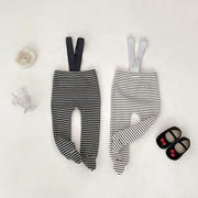 秋新作 ユニセックス 韓国風子供服 サロペット ストッキング ボーダー柄 ズボン レギンス パンツ 73-100