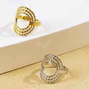 フレンチモダン・幾何学開口リング（レディース）ステンレス製C型リング 指輪　調整可能