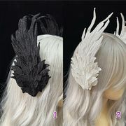 Y2K  ハロウィン ガール ヘアクリップ ヘアピン ゴシック ダーク系 コスプレ パーティ レース ツバサ