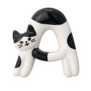 猫のイニシャル箸置き　Ａ　//お土産　アニマル　動物　インテリア　ギフト