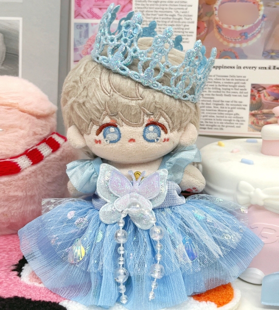 綿人形 青い蝶 ウェディングドレス ぬいぐるみ用服 着せ替え ドール用