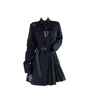 ダークガール系 ウエスト見せショート丈ジャケット ミニスカート ワーク パンク風