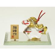 ★開運招福の干支★　縁起の良い置物【ビードロ金彩　福午】