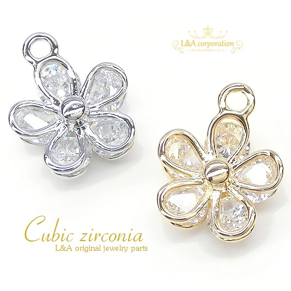 ▼限定45％off 9日17時まで▼1個価格★Cubic zirconia★Flowerかわいいお花★キュービックジルコニア5石