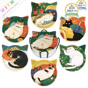 猫柄 コースター ねこ 下敷き カップパッド ネコ インテリア  断熱マット 雑貨 セラミックス 可愛い