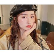 ベレー帽レディース帽子帽子画家キャップ秋冬、レザーキャップ女性