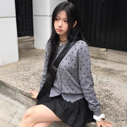 ドット柄カーディガン　レディース　INS　韓国ファッション