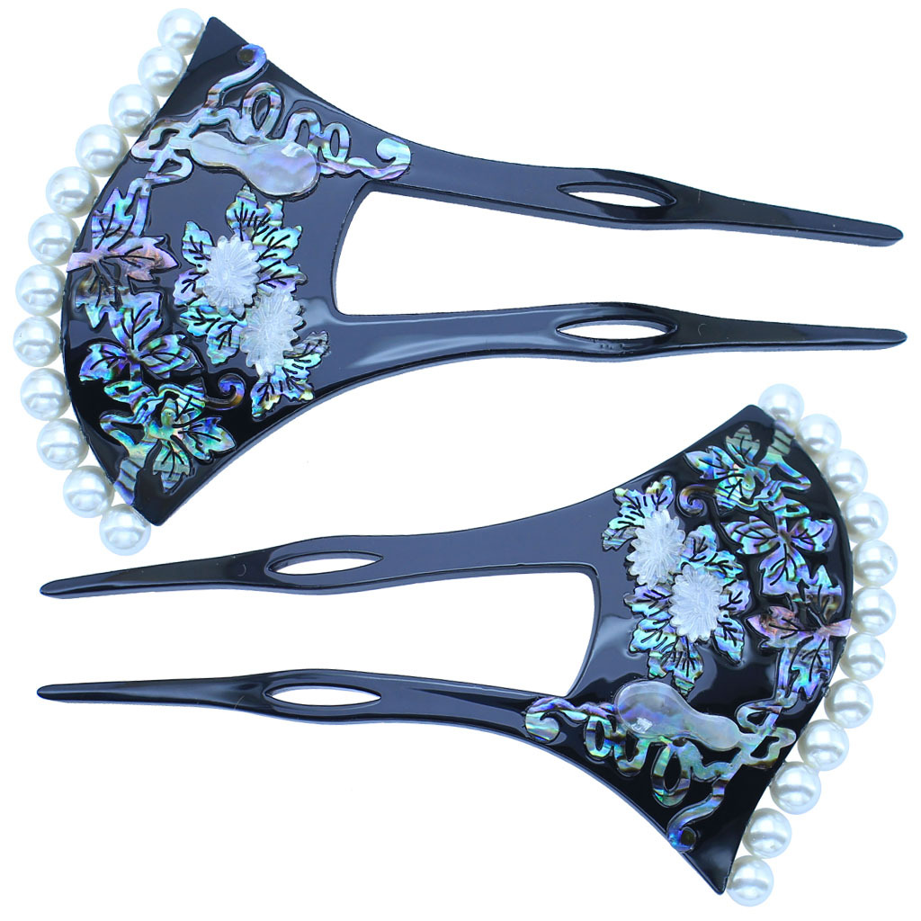 U字型のヘアアクセサリー、アクリル 　ひょうたん　簪　H00041H