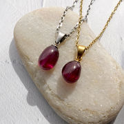 ロードライトガーネット ペンダントトップ 天然石 オーバル ステンレス 金属アレルギー対応 パワーストーン