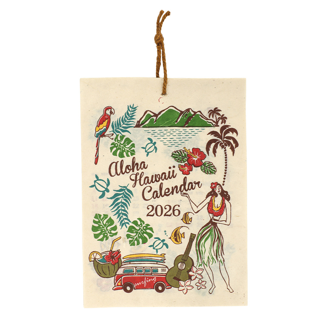 カレンダー S アロハハワイ[サーフフラマリンハイビスカス手漉き紙ネパール 和紙25AW]