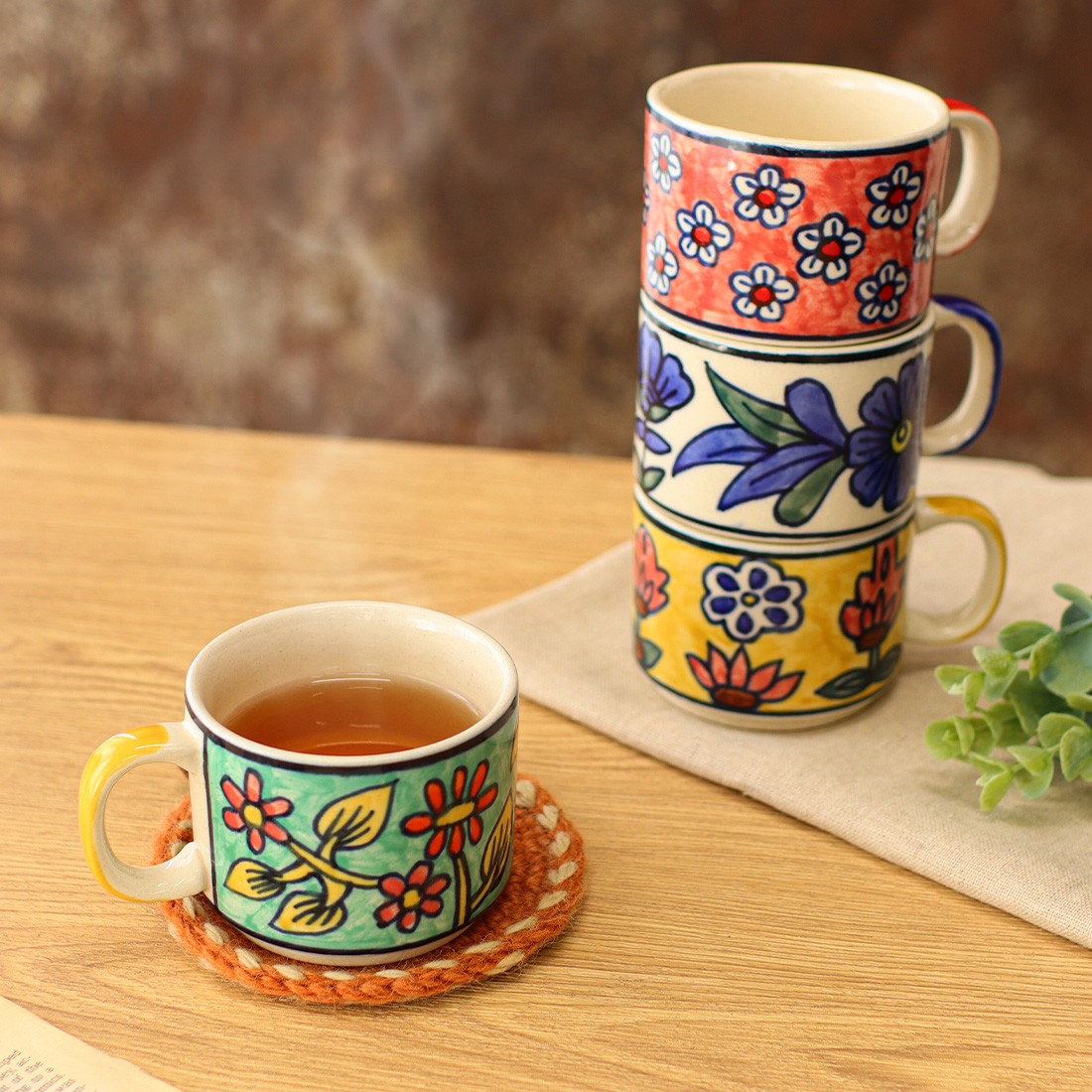 プリヤ スタッキングマグカップ[重ねて収納陶器食器コップインドアジアンエスニックオリエンタル25AW]