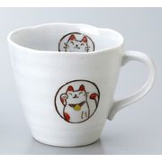 【安心の日本製！クラフトマンハウスの食器！】風水猫マグ（白）