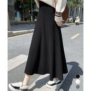 【日本倉庫即納】 フレアニットスカート 着やせ 無地 秋冬