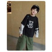 秋冬新作  キッズ プルオーバー 男の子Tシャツ　カジュアル重ね着風 トップス 大人気韓国風子供服