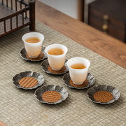 合金製藤席コップ敷き★断熱防熱★茶道具部品★レトロ茶托★高級感
