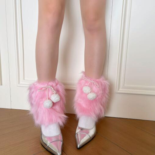 レッグカバー フットカバー レッグウェア  ルーズソックス風 フェイクファー