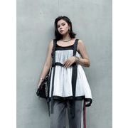 人気沸騰 2025夏新作 レース切り替えノースリーブ バックスタイルデザイン ゆったりトップス