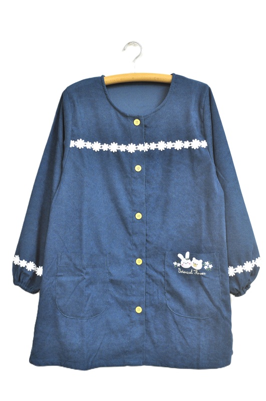 【即納】コーデユロイフラワースモック　レディースエプロン 保育士 介護士