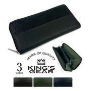 セール★全3色 KIMGS GEAR（キングスギア）PUレザー ラウンドファスナー 長財布 ロングウォレット