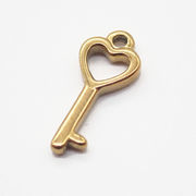 ステンレス 【SUS304】 チャーム 鍵 ハート ゴールド ハンドメイド パーツ キー 金属アレルギー対応